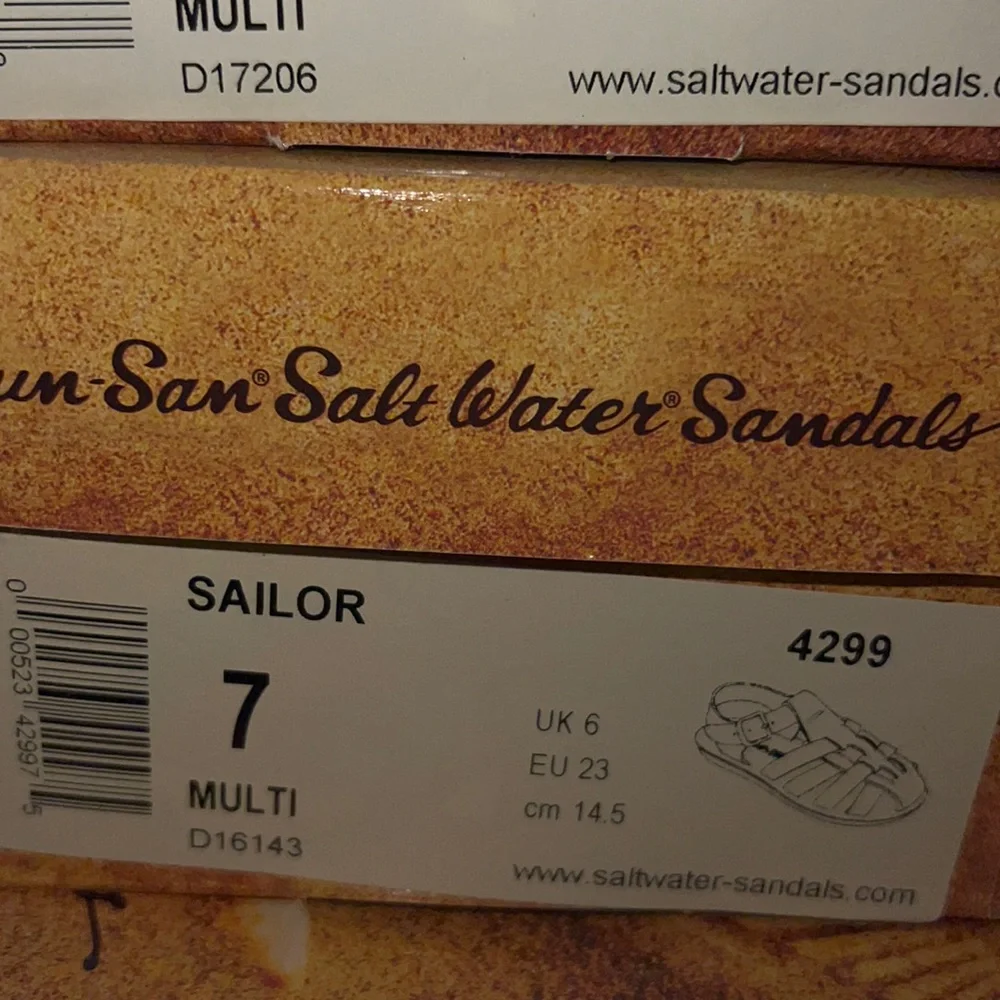 AUTH NIB Salt Water Sandal by Hoy Shoes Sun-San - Sailors MULTI COLOR